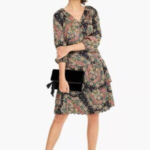 J. Crew Point Sur top and tiered scalloped skirt satin paisley large 14